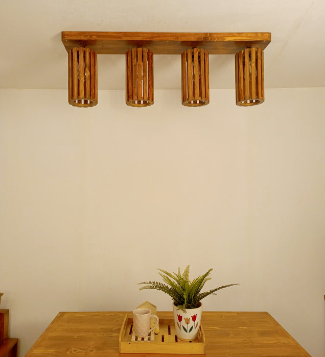 Casa Brown Wooden 4 Series Ceiling Lamp