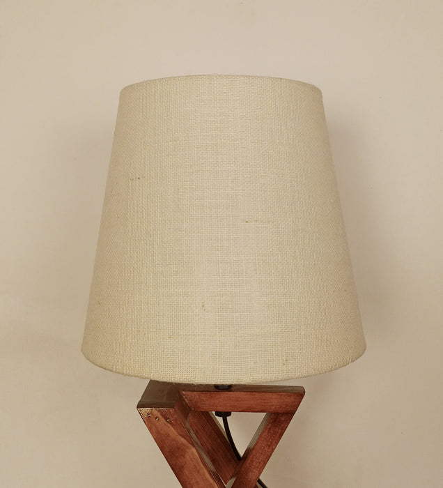 Catapult Brown Wooden Table Lamp with Black Fabric Lampshade