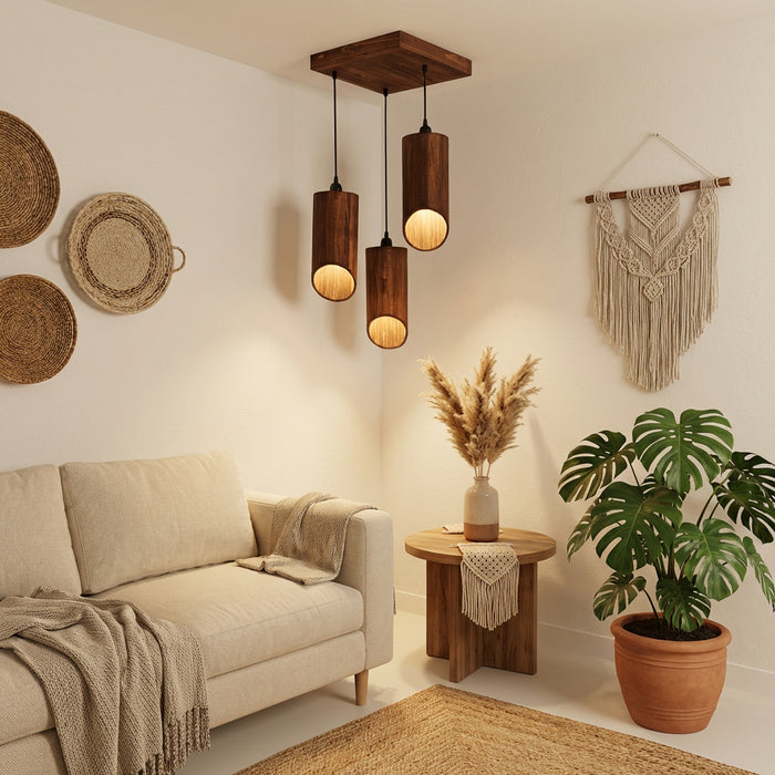 Cedar Brown Cluster Hanging Lamp