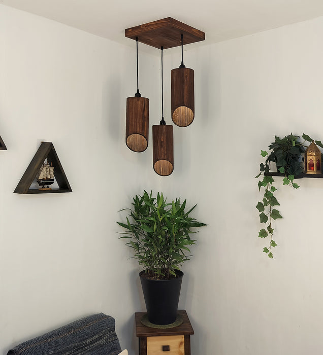 Cedar Brown Cluster Hanging Lamp