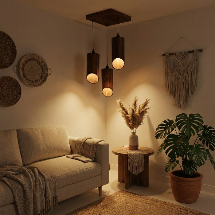 Cedar Brown Cluster Hanging Lamp