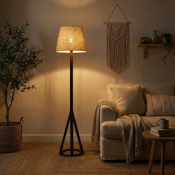 Celine Wooden Floor Lamp with Jute Lampshade