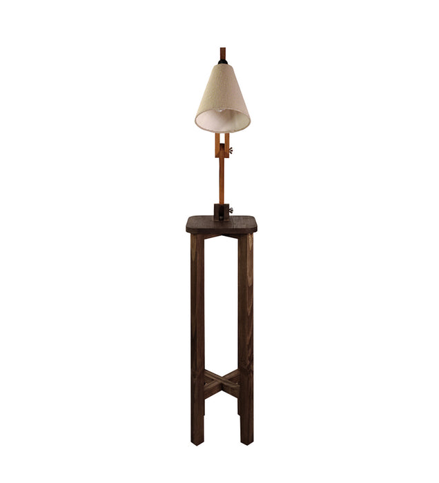 Centaur Wooden Floor Lamp with Beige Fabric Lampshade