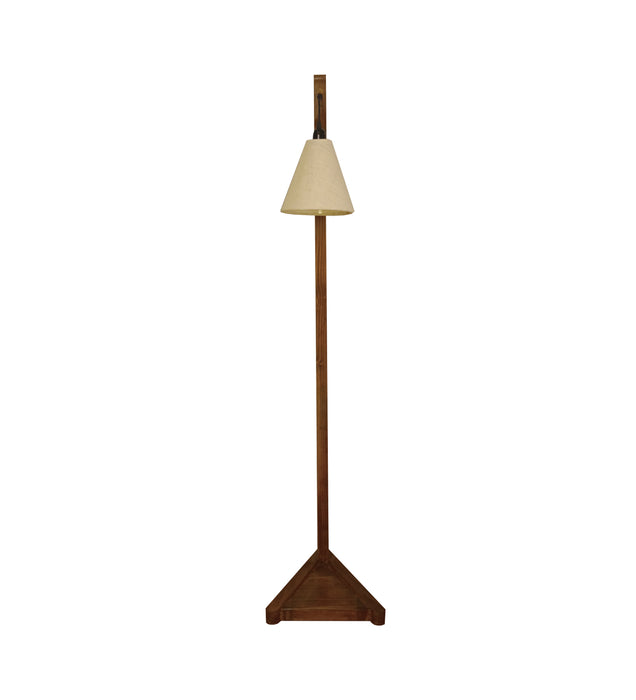 Charles Wooden Floor Lamp with Brown Base and Jute Fabric Lampshade