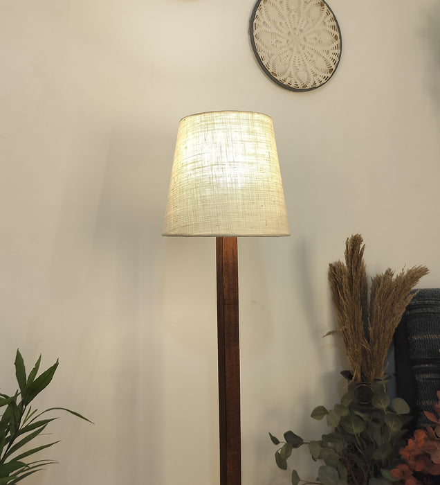 Claire Wooden Floor Lamp and Beige Fabric Lampshade