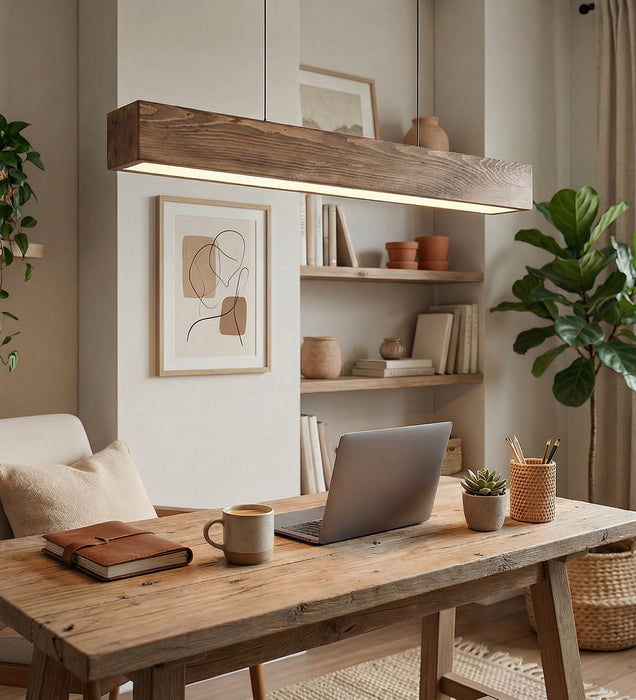 Clara 36 Brown Wooden LED Hanging Lamp