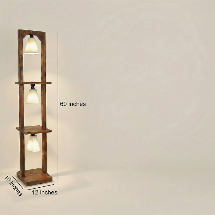 Daffodil Wooden Floor Lamp with Brown Base and Jute Fabric Lampshade