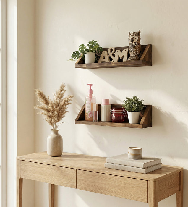 Daniel Set of 2 Wooden Wall Shelf Organiser