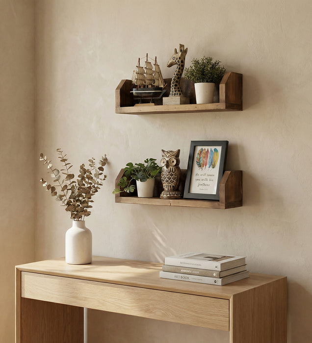 Diego Set of 2 Wooden Wall Shelf Organiser