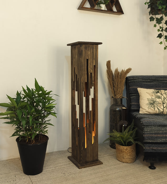 Disperse Wooden Floor Lamp with Brown Base