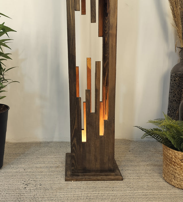 Disperse Wooden Floor Lamp with Brown Base