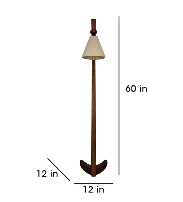 Druid Wooden Floor Lamp with Brown Base and Jute Fabric Lampshade