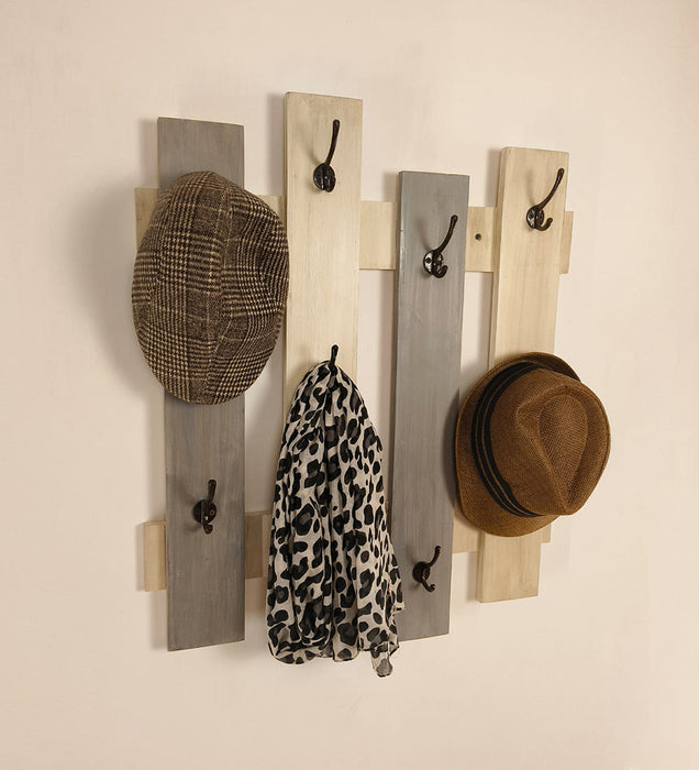 ELROND Wooden Wall Coat Hanger cum Key Holders