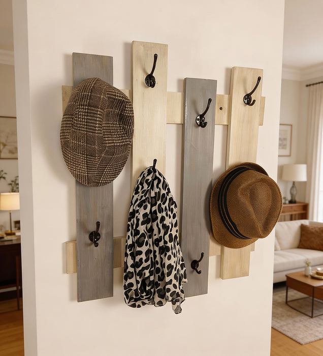 ELROND Wooden Wall Coat Hanger cum Key Holders