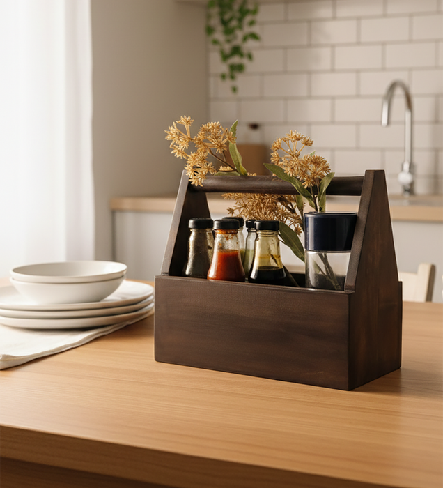 EMILY Wooden Bottle & Cutlery Holder