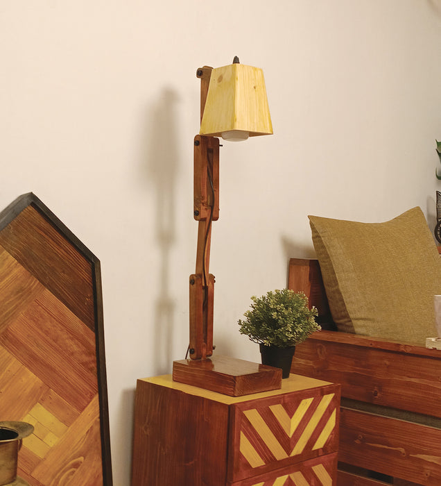Eleanor Brown Wooden Table Lamp with Wooden Lampshade