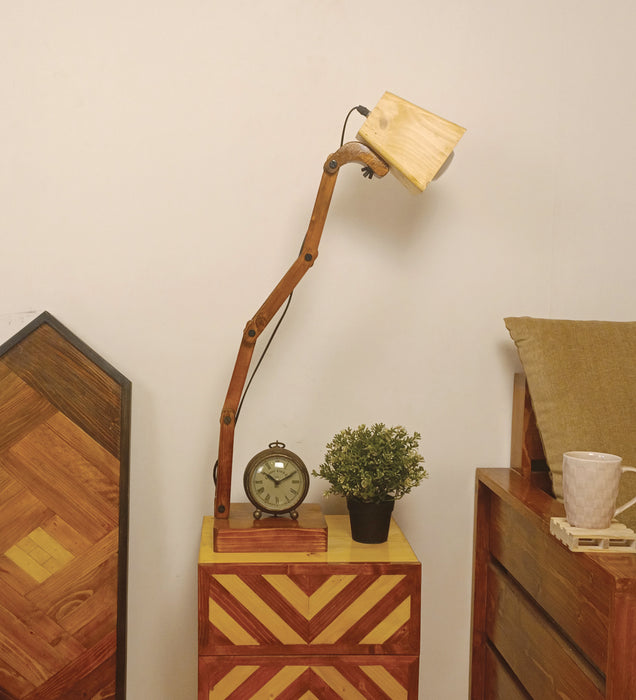 Eleanor Brown Wooden Table Lamp with Wooden Lampshade