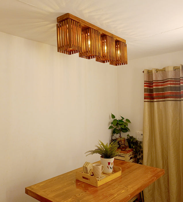 Elegant Brown Wooden 4 Series Ceiling Lamp
