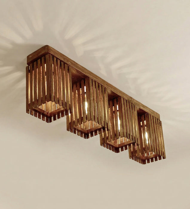 Elegant Brown Wooden 4 Series Ceiling Lamp