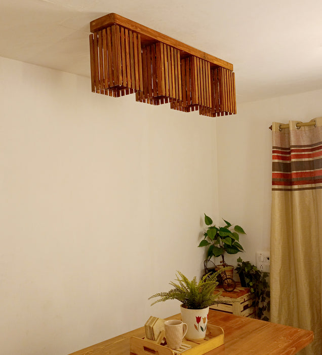 Elegant Brown Wooden 4 Series Ceiling Lamp