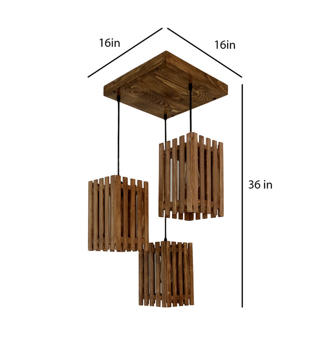 Elegant Brown Wooden Cluster Hanging Lamp