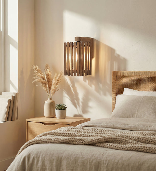 Elegant Brown Wooden Wall Light
