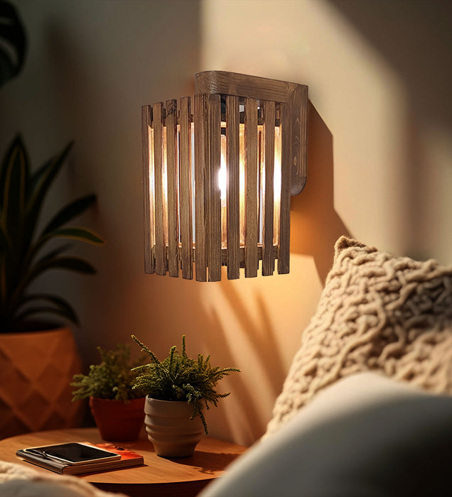 Elegant Brown Wooden Wall Light