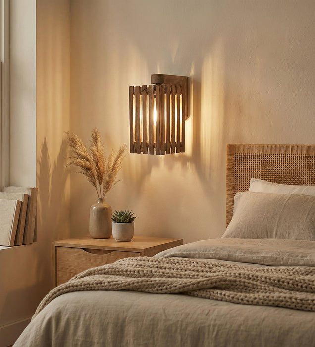 Elegant Brown Wooden Wall Light