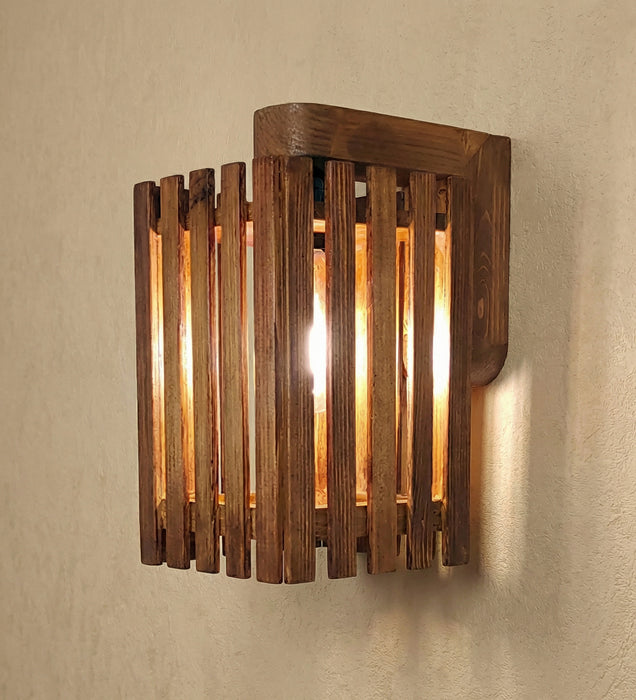 Elegant Brown Wooden Wall Light