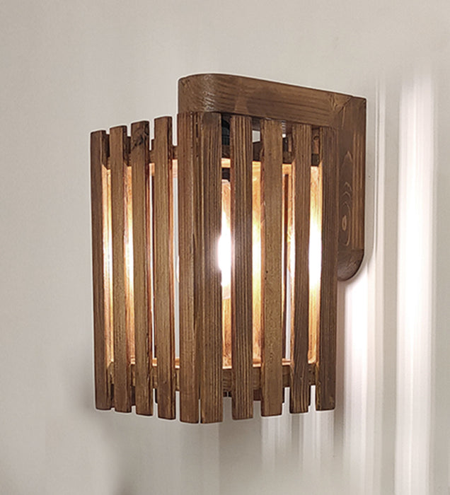 Elegant Brown Wooden Wall Light