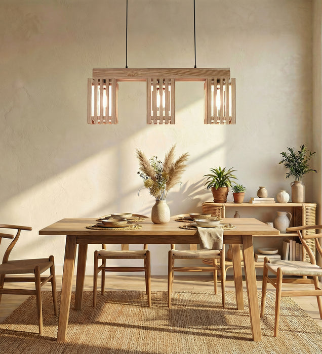 Elegant Beige Wooden Series Hanging Lamp