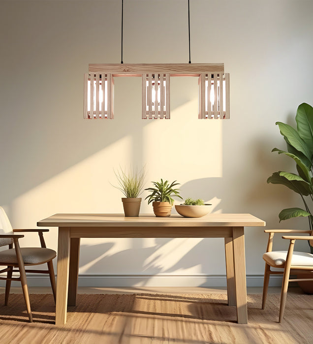 Elegant Beige Wooden Series Hanging Lamp