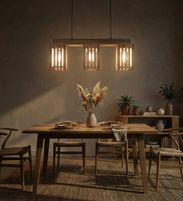 Elegant Beige Wooden Series Hanging Lamp