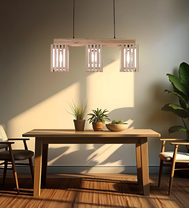 Elegant Beige Wooden Series Hanging Lamp