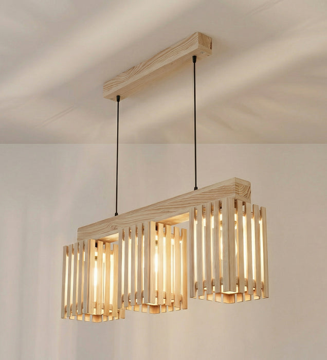 Elegant Beige Wooden Series Hanging Lamp