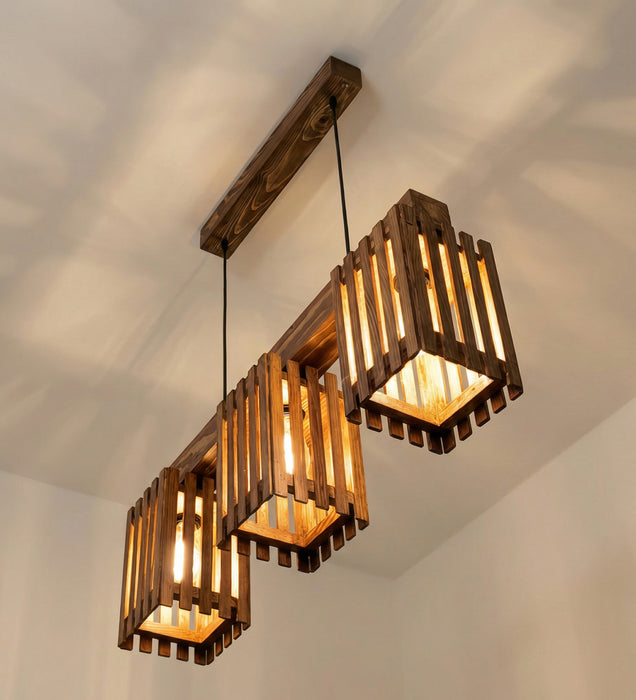 Elegant Brown Wooden Series Hanging Lamp