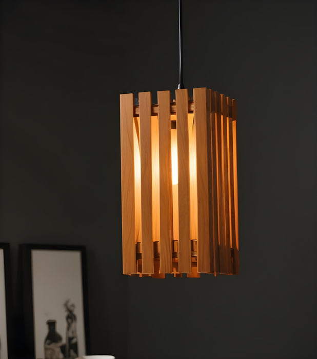 Elegant Brown Wooden Single Hanging Lamp