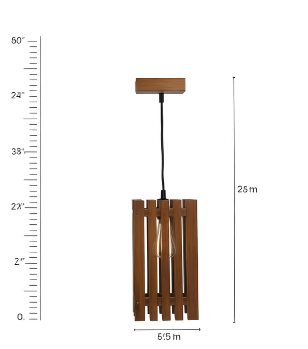 Elegant Brown Wooden Single Hanging Lamp