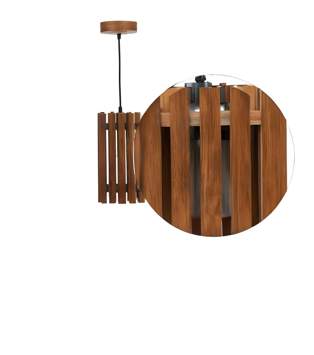 Elegant Brown Wooden Single Hanging Lamp