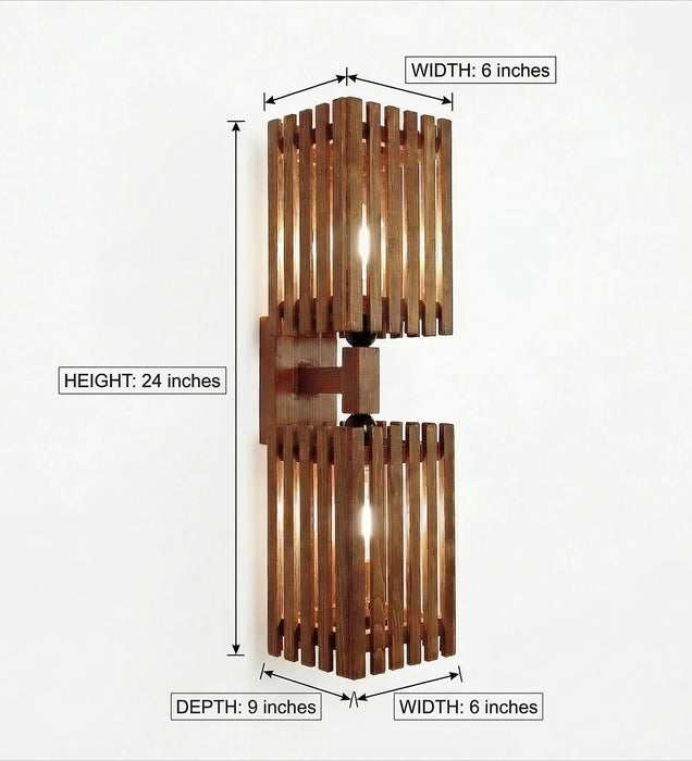 Elegant Duo Brown Wooden Wall Light