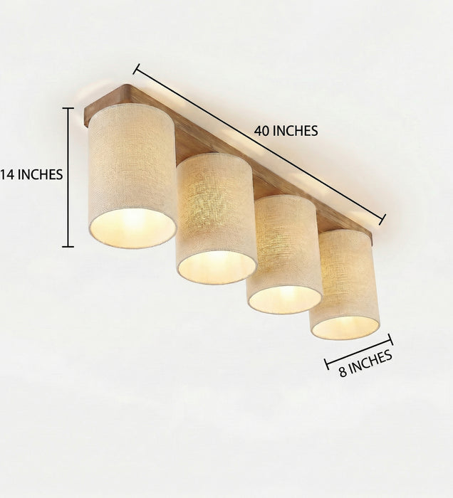 Elementary Brown Wooden 4 Series Ceiling Lamp