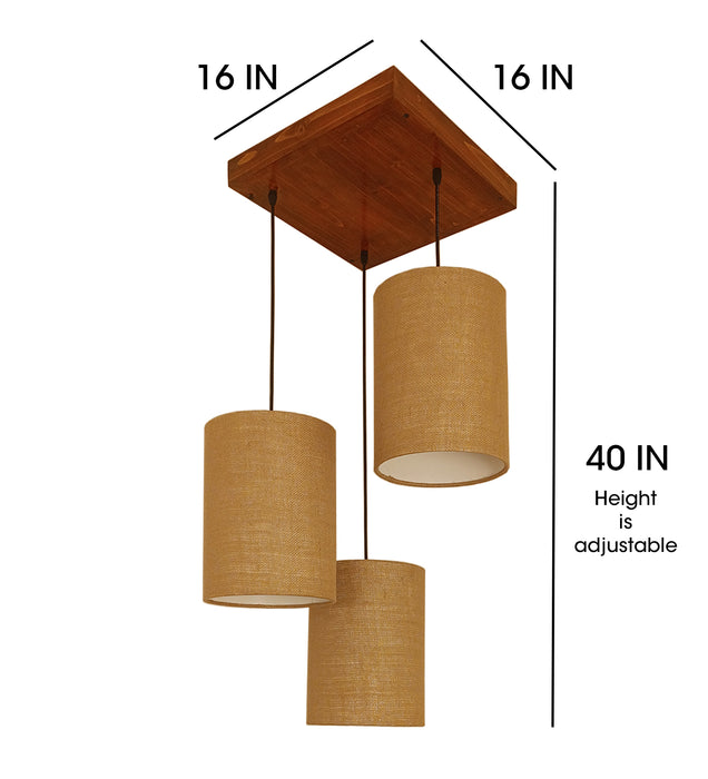 Elementary Brown Wooden Cluster Hanging Lamp