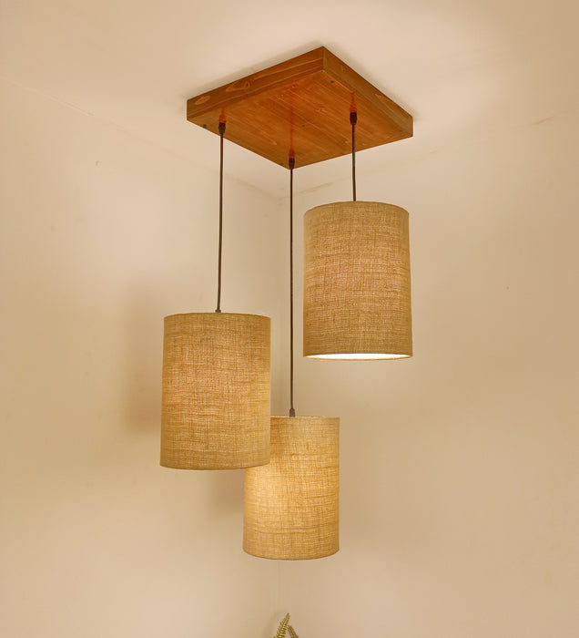 Elementary Brown Wooden Cluster Hanging Lamp