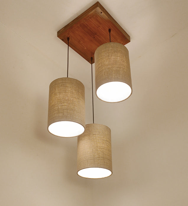 Elementary Brown Wooden Cluster Hanging Lamp