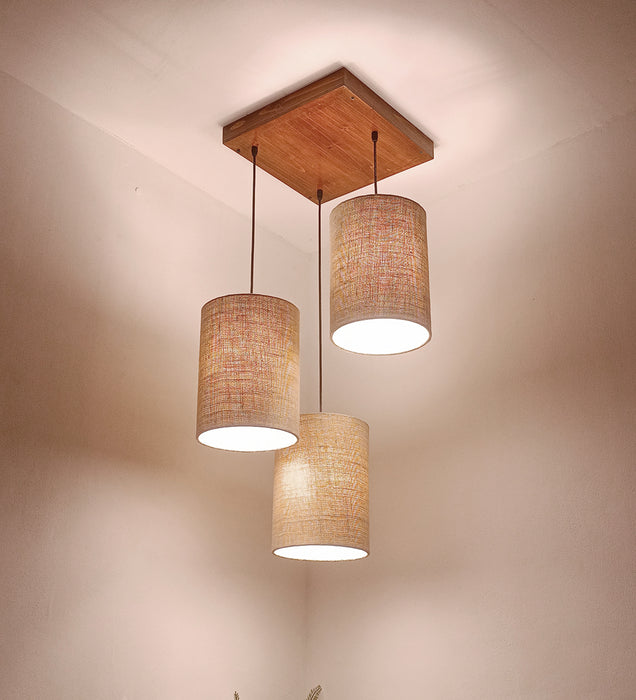 Elementary Brown Wooden Cluster Hanging Lamp