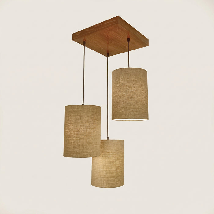 Elementary Brown Wooden Cluster Hanging Lamp