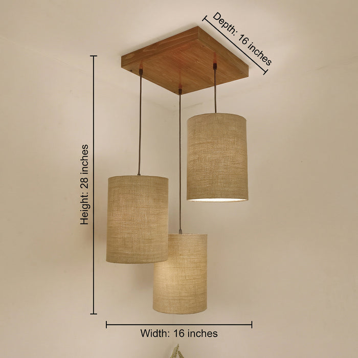Elementary Brown Wooden Cluster Hanging Lamp