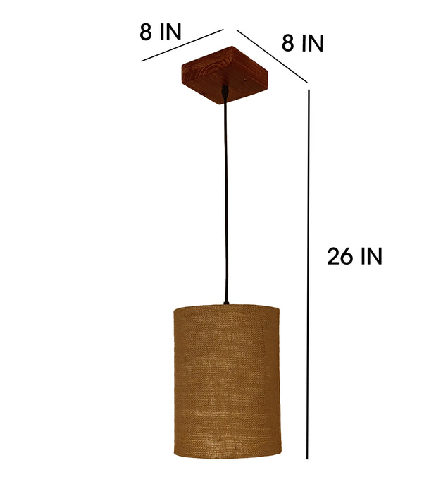 Elementary Beige Wooden Single Hanging Lamp