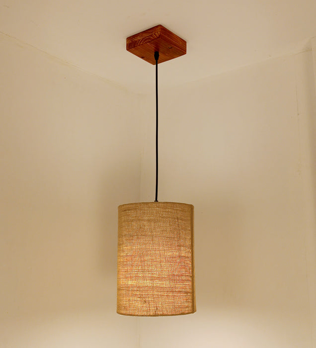 Elementary Beige Wooden Single Hanging Lamp