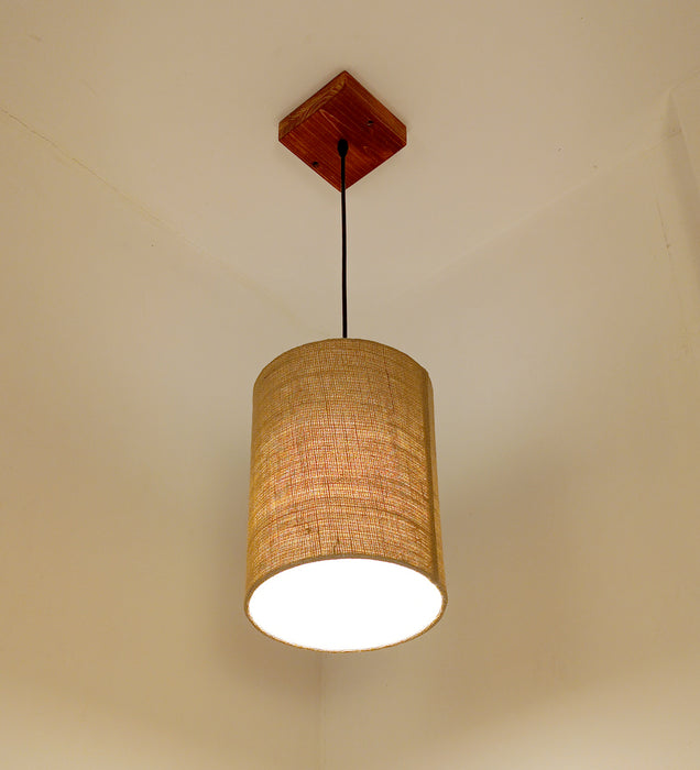 Elementary Beige Wooden Single Hanging Lamp